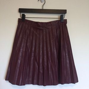 J.Crew Faux Leather Pleated Mini Skirt - Oxblood
